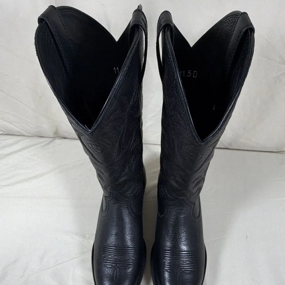 Ariat Mens Western Cowboy Heritage Boots Black Leather US 11.5D MPN 10002218 NIB